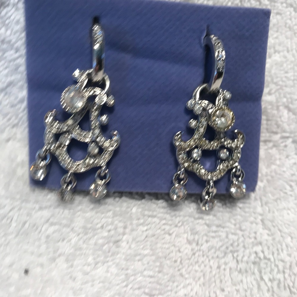 Vintage Avon Earrings Silver Tone Rhinestone Interchangeable Chandelier